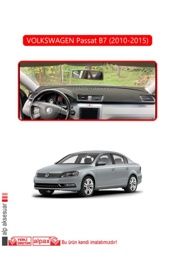 Volkswagen Passat B7 2010-2015 Modeller Için Oto Torpido Koruyucu - Kırmızı Kenar