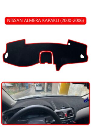 Nissan Almera Kapaklı 2000-2006 Torpido Koruma Halısı - Kırmızı Kenar