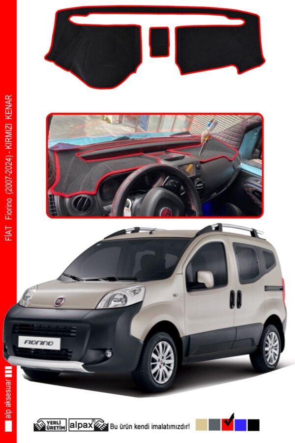 Fiat Fiorino 2007-2024 Arası Modeller Için Oto Torpido Koruyucu - Kırmızı Kenar
