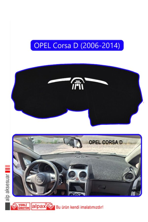 Opel Corsa D (2006-2014) Torpido Koruma Halısı - Mavi Kenar