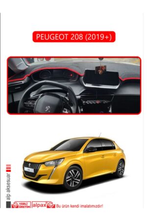 Peugeot 208 (2019+) Torpido Koruma Halısı - Kırmızı Kenar