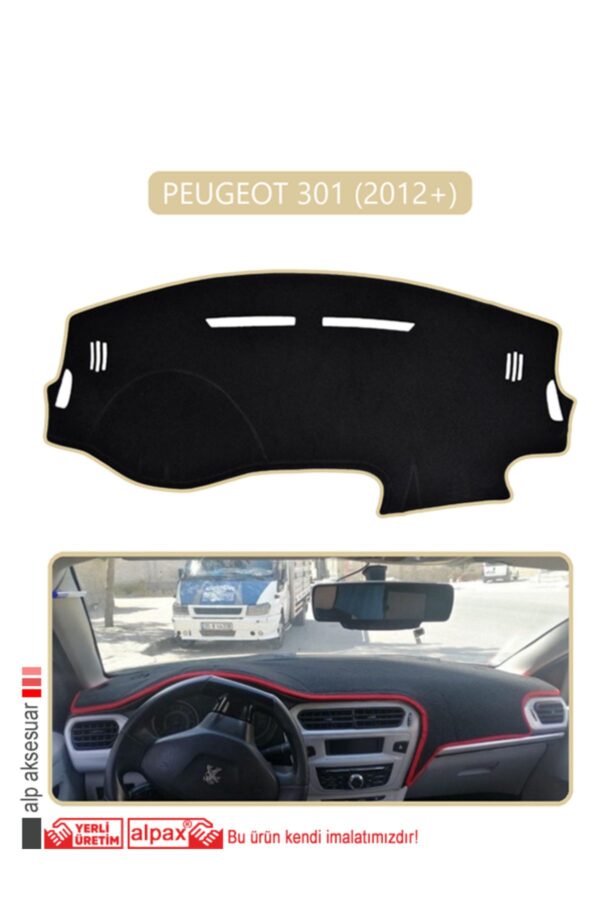 Peugeot 301 (2012+) Torpido Koruma Halısı - Bej Kenar