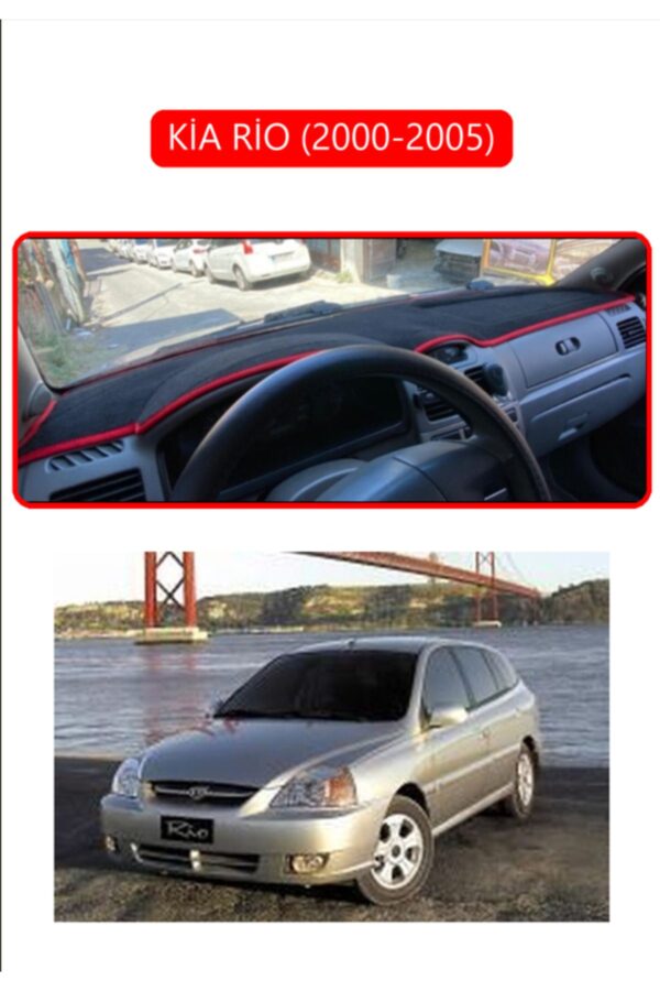 Kia Rio 2000-2005 Torpido Koruma Halısı - Kırmızı Kenar