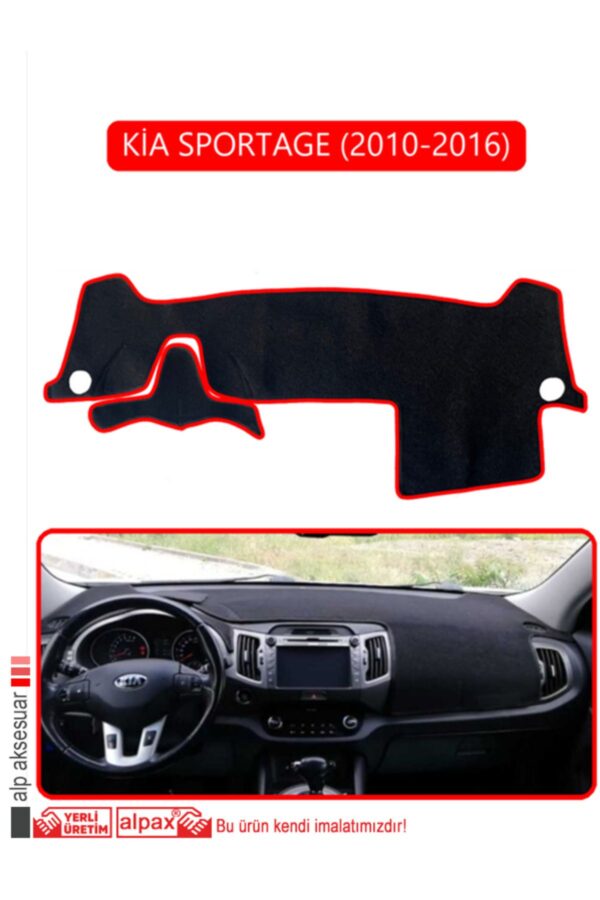 Kia Sportage 2010-2016 Torpido Koruma Halısı - Kırmızı Kenar