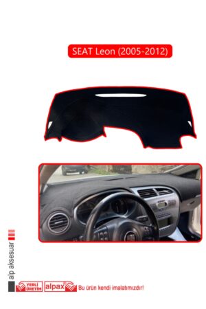 Seat Leon 2005-2012 Ön Örtüsü Göğüs Panel Torpido Koruma Koruyucu Kılıf - Kırmızı Kenar