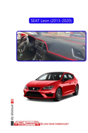Seat Leon 2013-2020 Ön Örtüsü Göğüs Panel Torpido Koruma Koruyucu Kılıf - Mavi Kenar