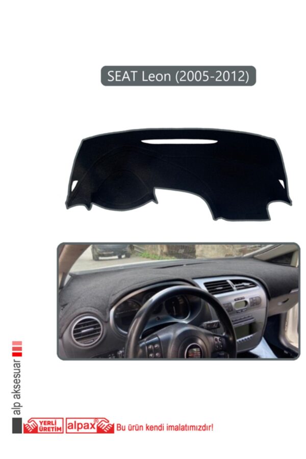 Seat Leon 2005-2012 Ön Örtüsü Göğüs Panel Torpido Koruma Koruyucu Kılıf - Gri Kenar