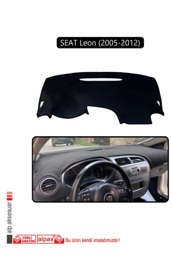 Seat Leon 2005-2012 Ön Örtüsü Göğüs Panel Torpido Koruma Koruyucu Kılıf - Siyah Kenar