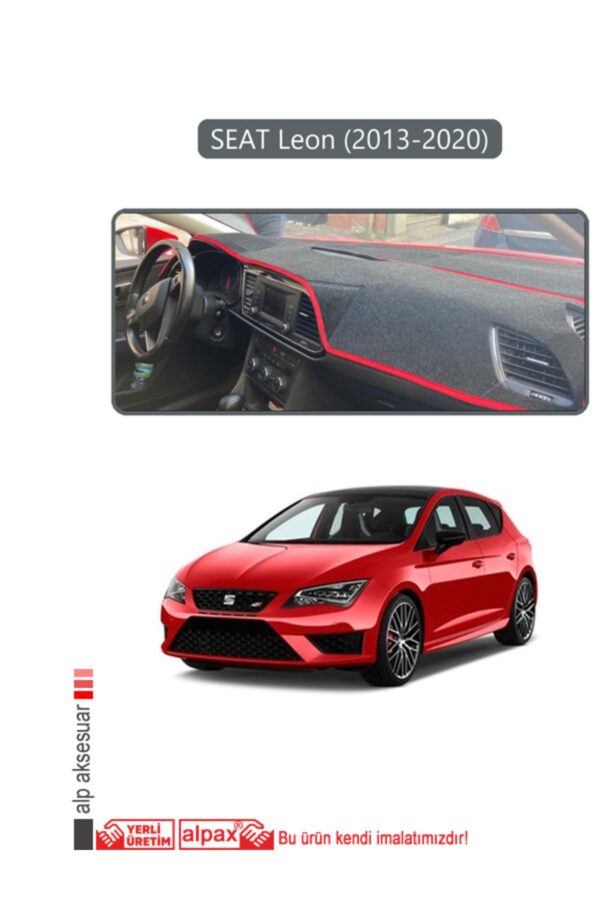 Seat Leon 2013-2020 Ön Örtüsü Göğüs Panel Torpido Koruma Koruyucu Kılıf - Gri Kenar
