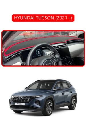 Hyundai Tucson 2021+ Torpido Koruma Halısı - Kırmızı Kenar