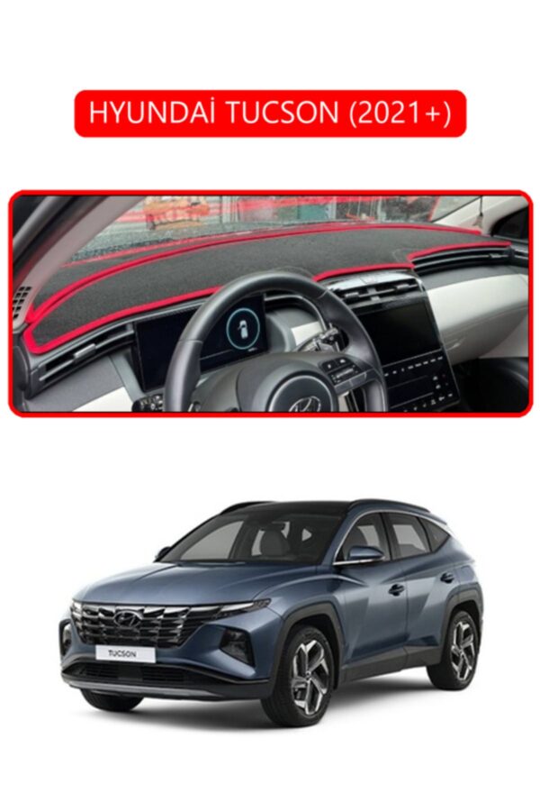 Hyundai Tucson 2021+ Torpido Koruma Halısı - Kırmızı Kenar