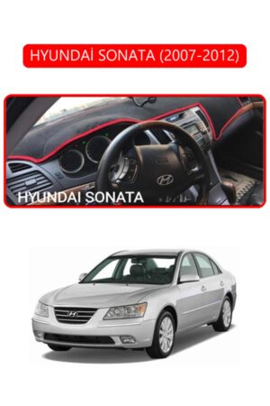 Hyundai Sonata 2007-2012 Torpido Koruma Halısı - Kırmızı Kenar