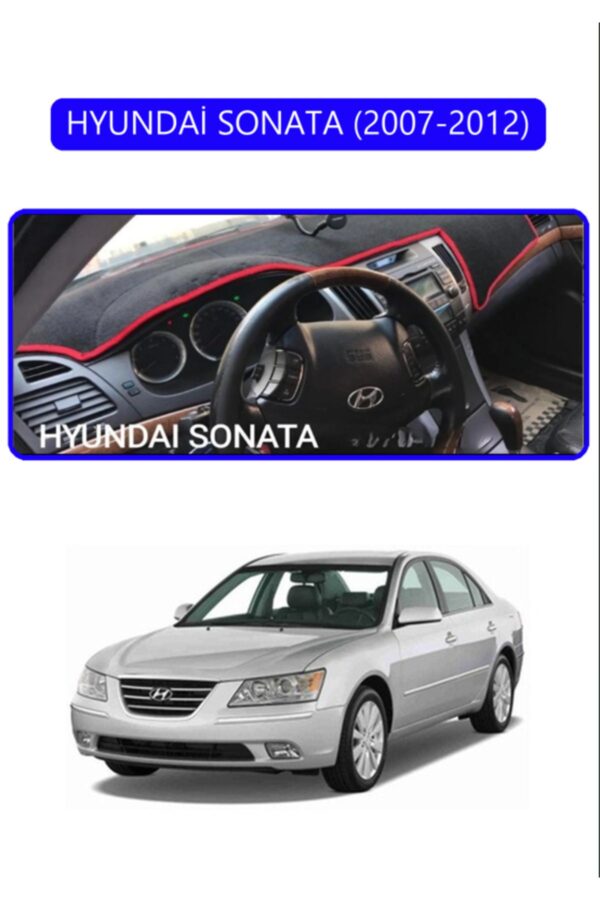 Hyundai Sonata 2007-2012 Torpido Koruma Halısı - Mavi Kenar