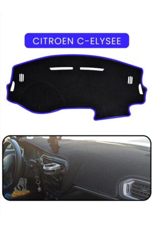 Cıtroen C-Elysee - Peugeot 301 Uzun Torpido Koruma Halısı - Mavi Kenar