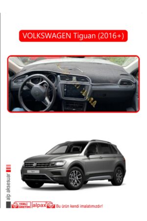 Volkswagen Tiguan 2016+ Torpido Koruma Halısı Araca Özel Üretim - Kenarı Kırmızı