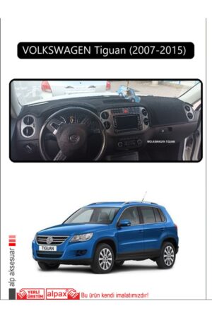 Volkswagen Tiguan 2007-2015 Torpido Koruma Halısı Araca Özel Üretim - Kenarı Siyah