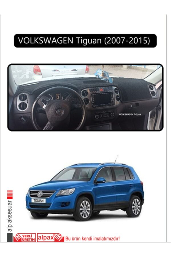 Volkswagen Tiguan 2007-2015 Torpido Koruma Halısı Araca Özel Üretim - Kenarı Siyah
