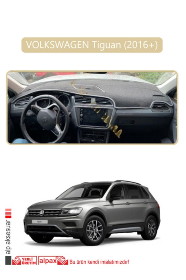 Volkswagen Tiguan 2016+ Torpido Koruma Halısı Araca Özel Üretim - Kenarı Bej
