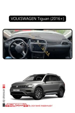 Volkswagen Tiguan 2016+ Torpido Koruma Halısı Araca Özel Üretim - Kenarı Siyah