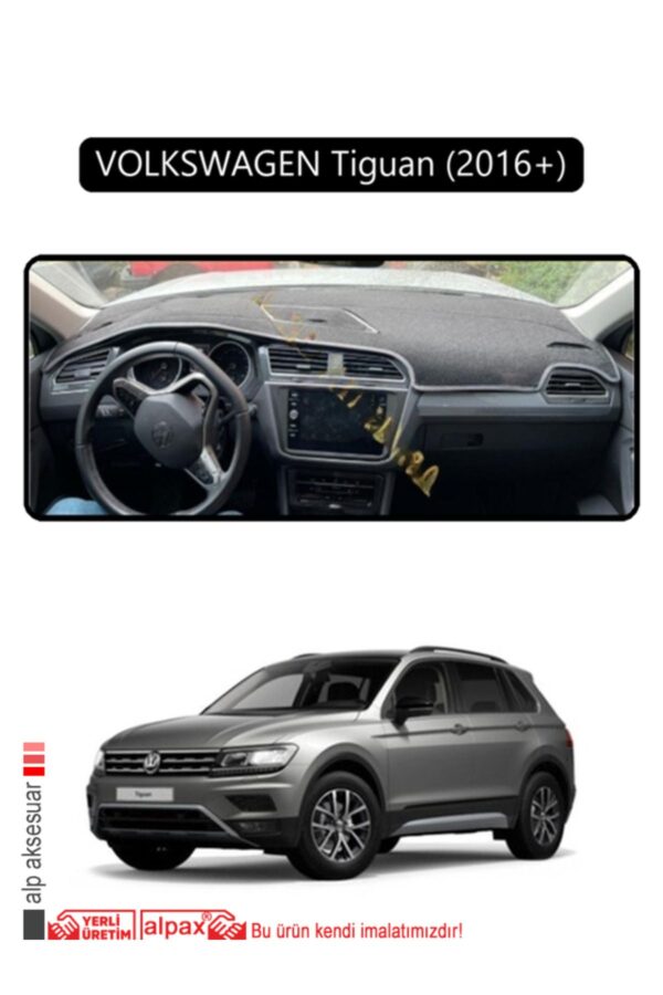 Volkswagen Tiguan 2016+ Torpido Koruma Halısı Araca Özel Üretim - Kenarı Siyah