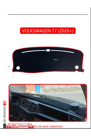 Volkswagen T7 2020+ Torpido Koruma Halısı Araca Özel Üretim - Kenarı Kırmızı