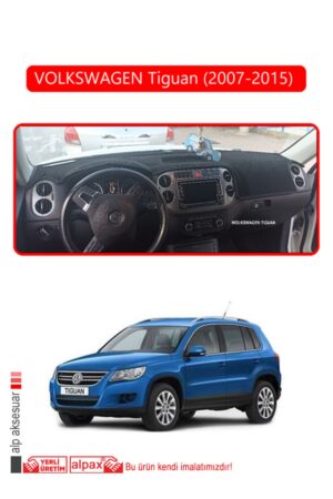 Volkswagen Tiguan 2007-2015 Torpido Koruma Halısı Araca Özel Üretim - Kenarı Kırmızı