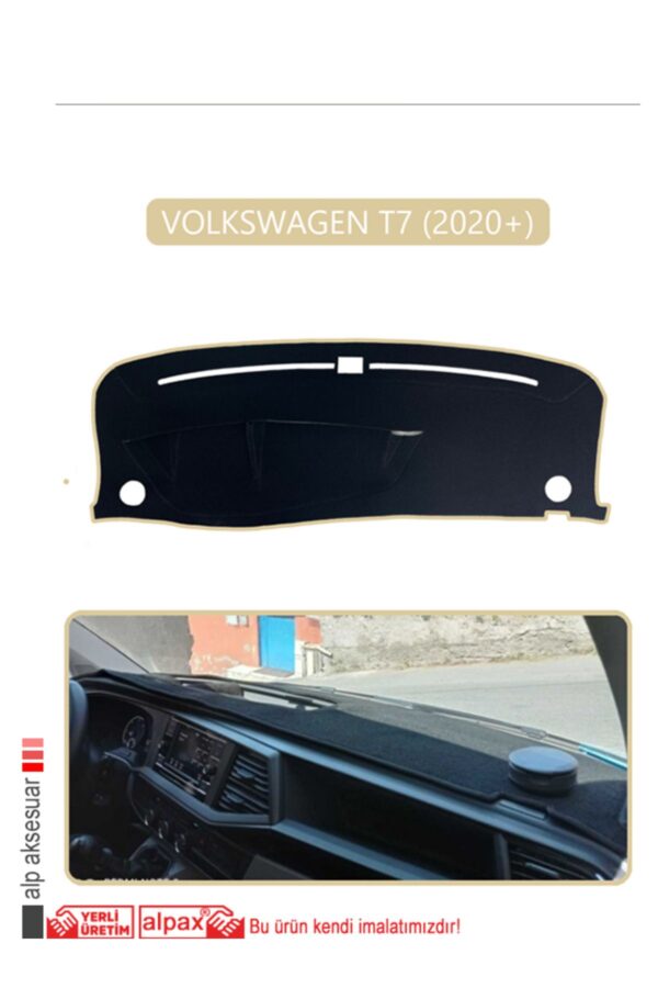 Volkswagen T7 2020+ Torpido Koruma Halısı Araca Özel Üretim - Kenarı Bej