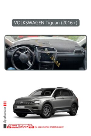 Volkswagen Tiguan 2016+ Torpido Koruma Halısı Araca Özel Üretim - Kenarı Gri