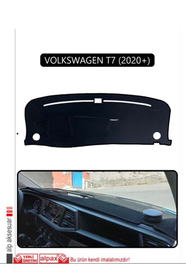 Volkswagen T7 2020+ Torpido Koruma Halısı Araca Özel Üretim - Kenarı Siyah