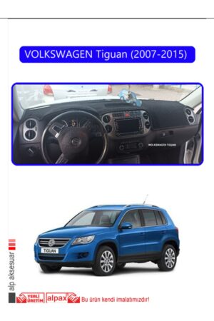 Volkswagen Tiguan 2007-2015 Torpido Koruma Halısı Araca Özel Üretim - Kenarı Mavi