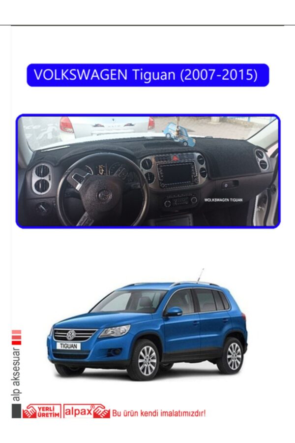 Volkswagen Tiguan 2007-2015 Torpido Koruma Halısı Araca Özel Üretim - Kenarı Mavi