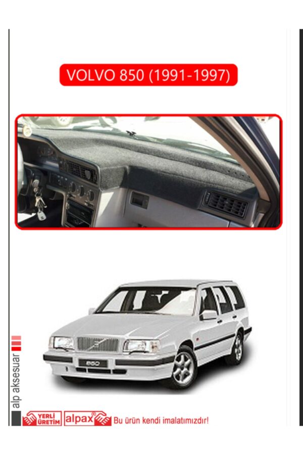 Volvo 850 1991-1997 Torpido Koruma Halısı Araca Özel Üretim - Kenarı Kırmızı