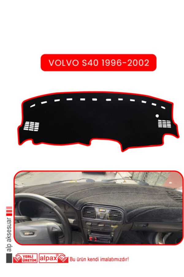 Volvo XC-90 Yeni Torpido Koruma Halısı Araca Özel Üretim - Kenarı Kırmızı