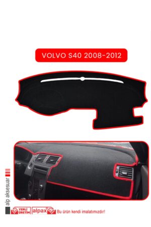 Volvo S40 2008-2012 Torpido Koruma Halısı Araca Özel Üretim - Kenarı Kırmızı