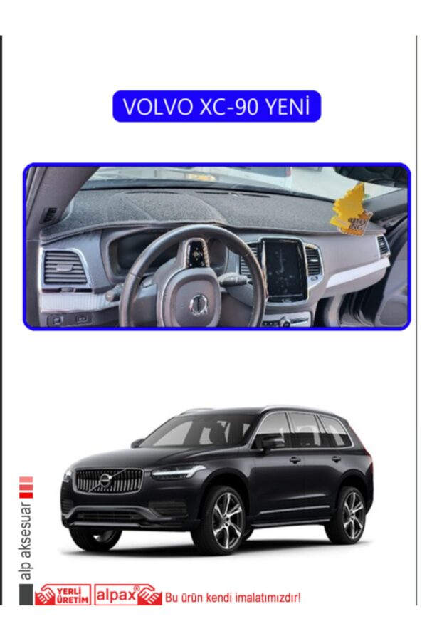 Volvo XC-90 Yeni Torpido Koruma Halısı Araca Özel Üretim - Kenarı Mavi