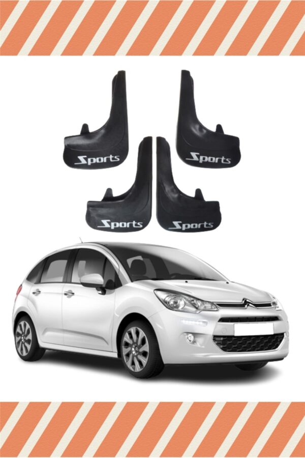 Citroen C3 2011-2015 Sports yazılı 4’lü tozluk çamurluk paçalık uyumlu