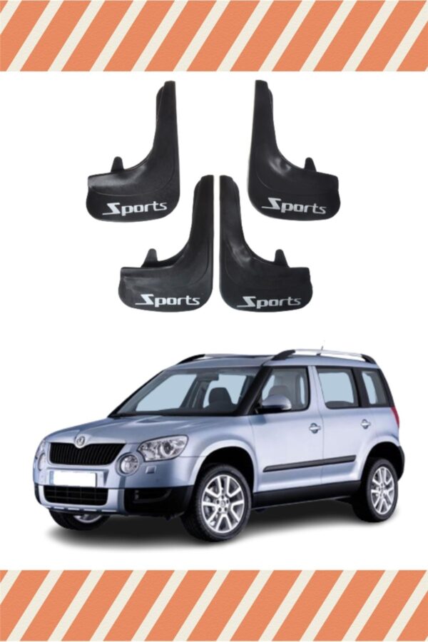 Skoda Yeti Sports yazılı 4’lü tozluk çamurluk paçalık sportif ve kaliteli koruma sunar