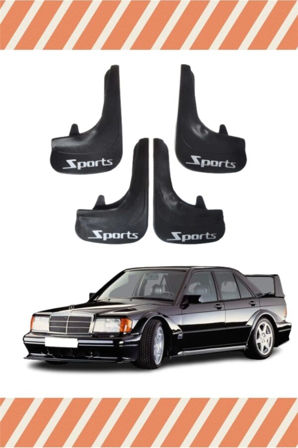 Mercedes 190 E Sports yazılı 4’lü tozluk çamurluk paçalık şık