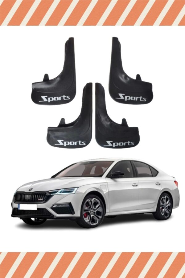 Skoda Octavia Sports yazılı 4’lü tozluk çamurluk paçalık koruma sağlar