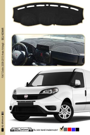 Fıat Doblo 2008-2013 Arası Airbagli Modele Özel Torpido Koruma Halısı - Bej Kenar