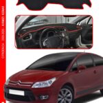 Cıtroen C4 2005-2020 Arası Modele Özel Torpido Koruma Halısı - Kırmızı Kenar