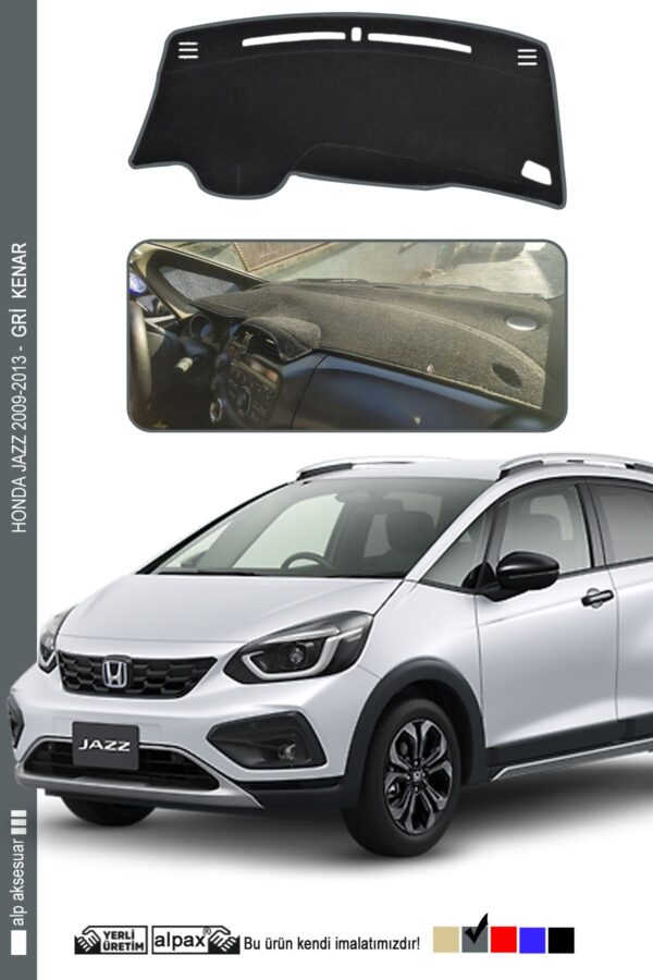 Honda Jazz 2009-2013 Arası Modele Özel Torpido Koruma Halısı - Gri Kenar