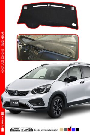 Honda Jazz 2009-2013 Arası Modele Özel Torpido Koruma Halısı - Kırmızı Kenar