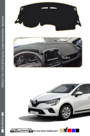 Renault Clio 4 (2012-2019) Uyumlu Torpido Koruma Halısı - Gri Kenarlı