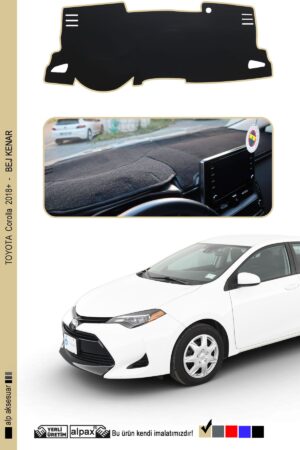 Toyota Corolla 2018+ Modellere Özel Torpido Koruma Halısı - Kenarı Bej