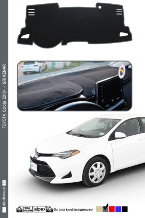 Toyota Corolla 2018+ Modellere Özel Torpido Koruma Halısı - Kenarı Gri