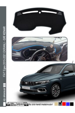 Fiat Egea Ekranlı 2015-2024 Arası Modelle Özel Oto Torpido Koruyucu - Gri Kenar