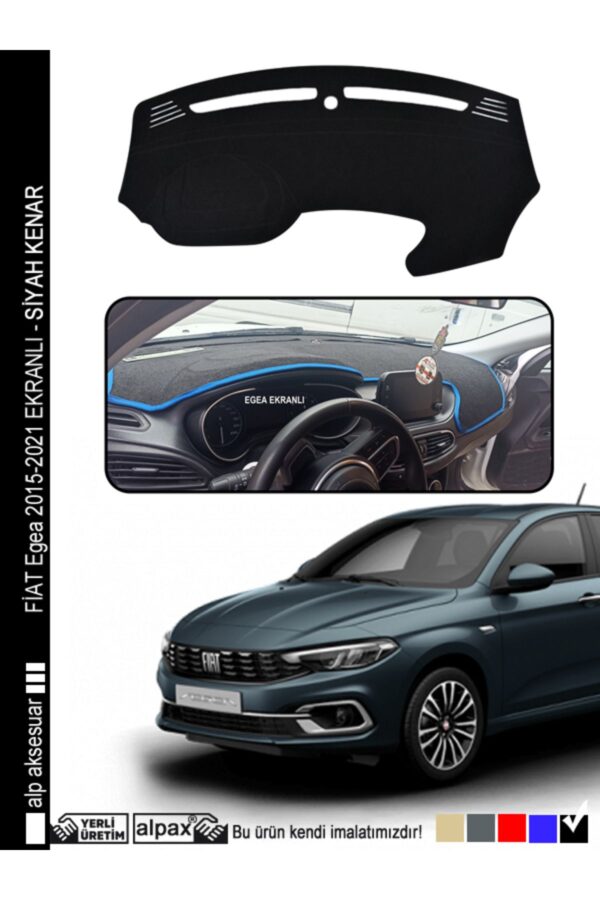 Fiat Egea Torpido Halısı - 2015-2021 Arası Ekranlı Modele Özel Üretim - Siyah Kenar
