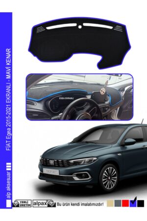 Fiat Egea Torpido Halısı - 2015-2021 Arası Ekranlı Modele Özel Üretim - Mavi Kenar