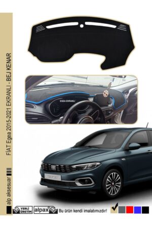 Fiat Egea Torpido Halısı - 2015-2021 Arası Ekranlı Modele Özel Üretim - Bej Kenar